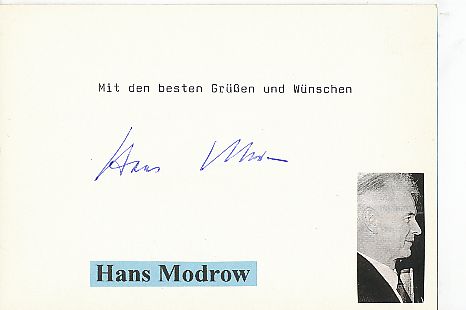 Hans Modrow  DDR  Politik Autogramm Karte original signiert 