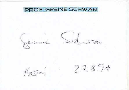Gesine Schwan  Politik Autogramm Karte original signiert 