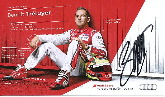 Benoit Treluyer  Audi  Auto Motorsport  Autogrammkarte  original signiert 