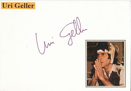 Uri Geller  Israel  Mentalist  Zauberer Autogramm Karte original signiert 