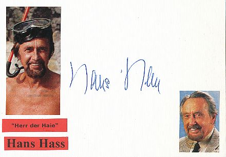 Hans Hass † 2013  Haie Dokumentarfilmer Meeresforscher Autogramm Karte original signiert 