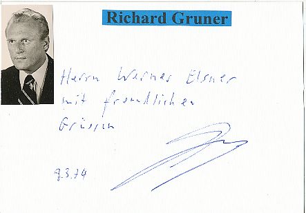 Richard Gruner † 2010  Verleger Gruner+ Jahr  Autor Literatur Autogramm Karte original signiert 
