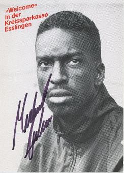 Michael Johnson USA 4 x Olympiasieger Leichtathletik Autogrammkarte original signiert 
