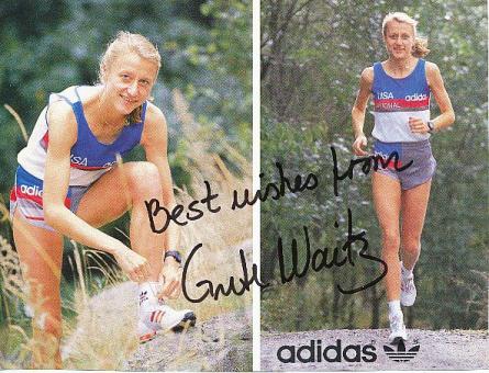 Grete Waitz † 2011 Norwegen  Leichtathletik Autogrammkarte original signiert 
