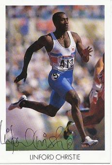 Linford Christie  Großbritanien Olympiasieger 1992  Leichtathletik Autogrammkarte original signiert 