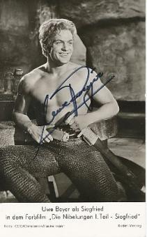 Uwe Beyer † 1993 DDR 3.OS Olympia 1964 + Film Schauspieler als Siegfried "Die Nibelungen" Leichtathletik Autogrammkarte original signiert 