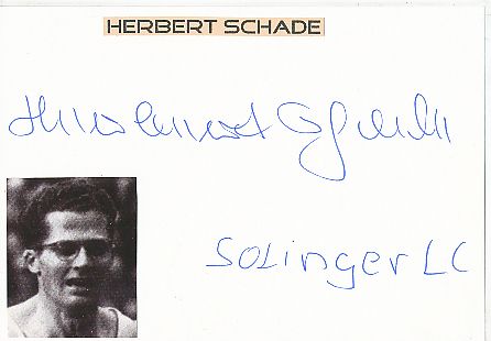 Herbert Schade † 1994 3.OS Olympia 1952  Leichtathletik  Autogramm Karte original signiert 