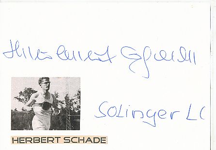 Herbert Schade † 1994 3.OS Olympia 1952  Leichtathletik  Autogramm Karte original signiert 