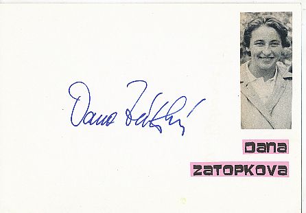Dana Zatopek † 2020  CSSR  Olympiasiegerin 1952 Leichtathletik  Autogramm Karte original signiert 