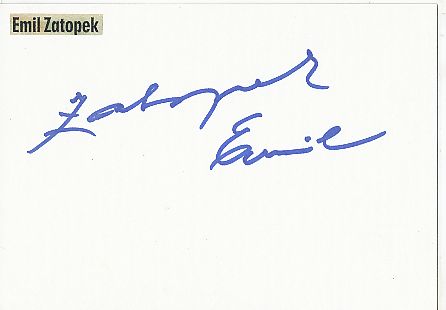 Emil Zatopek † 2000 CSSR 4 x Olympiasieger 1948 + 1952  Leichtathletik  Autogramm Karte original signiert 