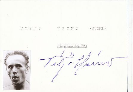 Viljo Heino † 1998  Finnland  Weltrekordler  Leichtathletik  Autogramm Karte original signiert 