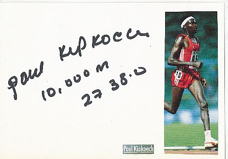Paul Kipkoech † 1995  Kenia  Weltrekordler  Leichtathletik  Autogramm Karte original signiert 