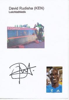David Rudisha Kenia 2 x Olympiasieger Leichtathletik  Autogramm Karte original signiert 