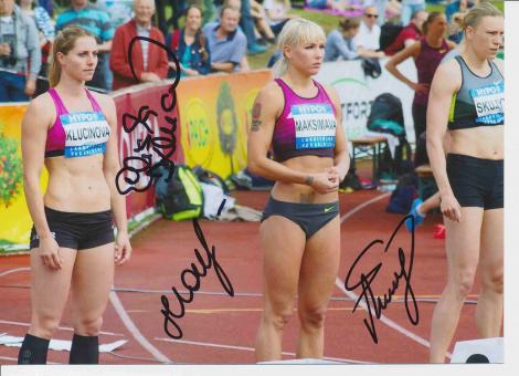 Klucinova & Maksimava & Skujyte  Leichtathletik Autogramm 13x18 cm Foto original signiert 