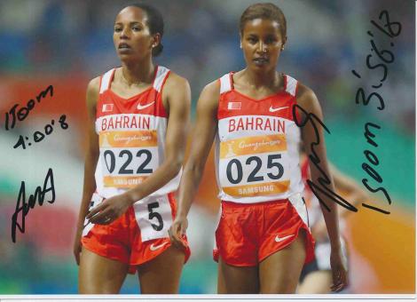 Marym Jamal & Mimi Belete Bahrain  Leichtathletik Autogramm 13x18 cm Foto original signiert 