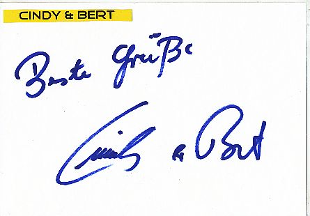 Cindy & Bert † 2012  Musik  & TV Autogramm Karte original signiert 