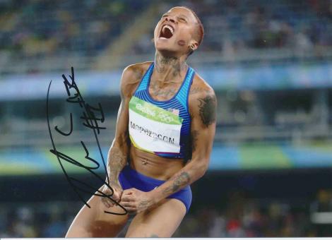 Inika McPherson  USA   Leichtathletik Autogramm 13x18 cm Foto original signiert 