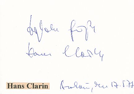 Hans Clarin † 2005   Film & TV Autogramm Karte original signiert 