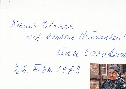 Lina Carstens † 1978   Film & TV Autogramm Karte original signiert 