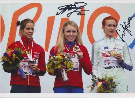 Sonja Roman & Anna Alminova  Leichtathletik Autogramm 13x18 cm Foto original signiert 