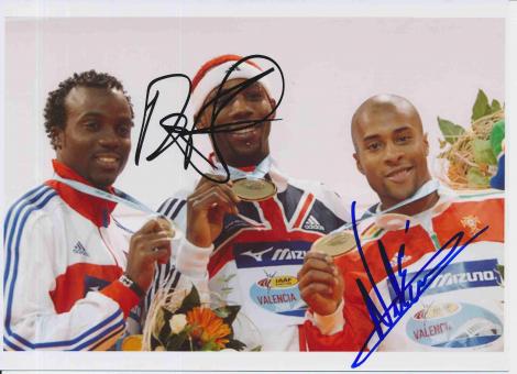 Phillips Idowu & Arnie David Giralt  Leichtathletik Autogramm 13x18 cm Foto original signiert 