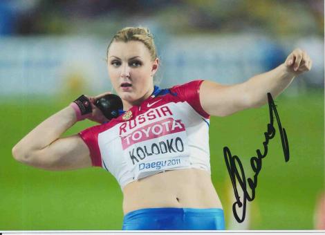 Jewgenija Kolodko  Rußland  Leichtathletik Autogramm 13x18 cm Foto original signiert 
