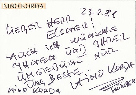 Nino Korda † 2013  Film & TV Autogramm Karte original signiert 
