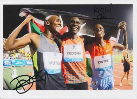 David Rudisha & Job Kinyor  Leichtathletik Autogramm 13x18 cm Foto original signiert 