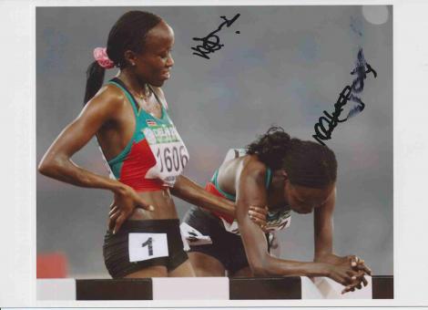 2 x Kenia  Leichtathletik Autogramm 13x18 cm Foto original signiert 