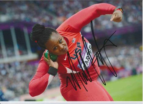 Michelle Carter  USA  Leichtathletik Autogramm 13x18 cm Foto original signiert 