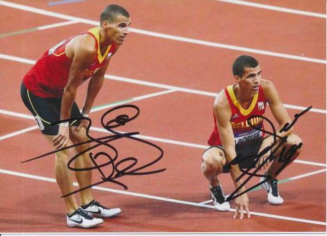 2 x Borlee  Belgien  Leichtathletik Autogramm 13x18 cm Foto original signiert 