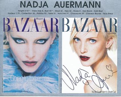 Nadja Auermann  Topmodel  Mode  Autogrammkarte  original signiert 