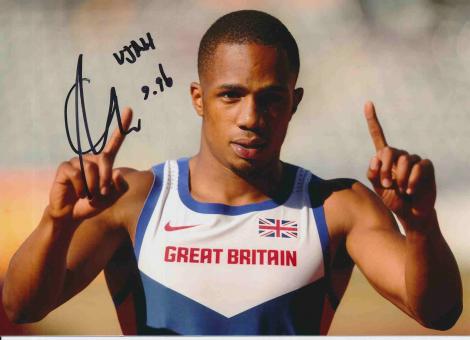 Chijindu Ujah Großbritanien  Leichtathletik Autogramm 13x18 cm Foto original signiert 