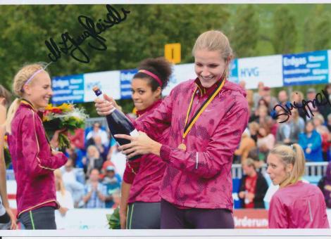 Marie Laurence Jungfleisch & Justyna Kasprzycka  Leichtathletik Autogramm 13x18 cm Foto original signiert 