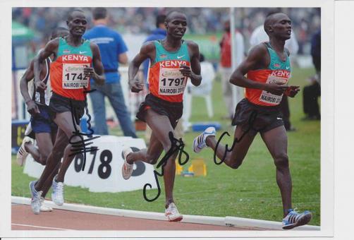 3 x  Kenia  Leichtathletik Autogramm 13x18 cm Foto original signiert 