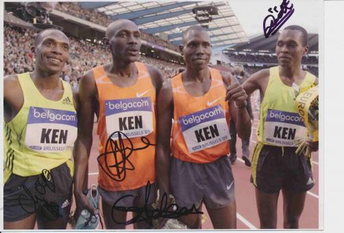 4 x  Kenia  Leichtathletik Autogramm 13x18 cm Foto original signiert 