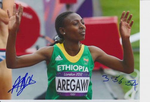 Abeba Aregawi  Äthiopien  Leichtathletik Autogramm 13x18 cm Foto original signiert 