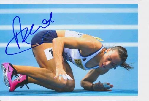 Cindy Billaud  Frankreich  Leichtathletik Autogramm 13x18 cm Foto original signiert 