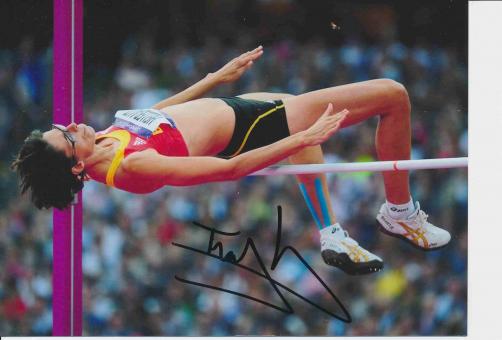 Tia Hellebaut  Belgien  Leichtathletik Autogramm 13x18 cm Foto original signiert 