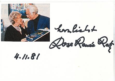 Rose Renée Roth † 1990   Film & TV Autogramm Karte original signiert 