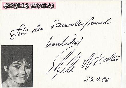 Sibylle Nicolai   TV Autogramm Karte original signiert 