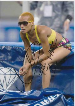 Inika McPherson  USA  Leichtathletik Autogramm 13x18 cm Foto original signiert 