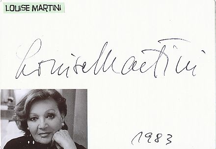 Louise Martini † 2013   Film & TV Autogramm Karte original signiert 