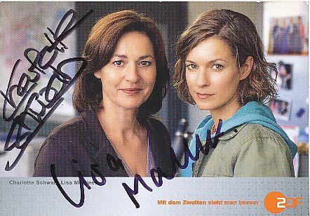 Lisa Martinek † 2019  & Charlotte Schwab  ZDF Das Duo Serie  TV  Autogrammkarte original signiert 
