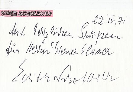 Edith Schollwer † 2002   Film & TV Autogramm Karte original signiert 