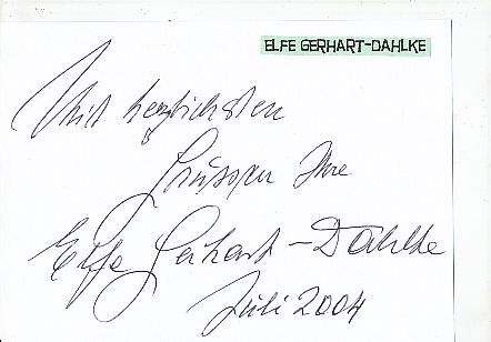 Elfe Gerhart-Dahlke † 2007   Film & TV Autogramm Karte original signiert 