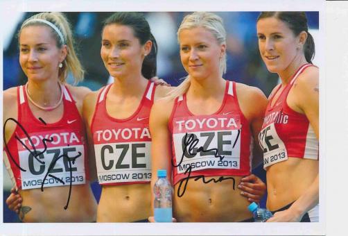 Tschechien Staffel  Leichtathletik Autogramm 13x18 cm Foto original signiert 