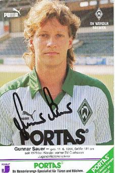Gunnar Sauer  SV Werder Bremen  Fußball  Autogrammkarte original signiert 