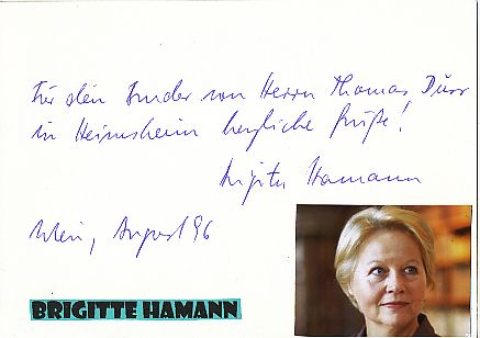 Brigitte Hamann † 2016  Historikerin  Autor Autogramm Karte original signiert 