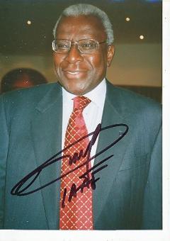 Lamine Diack † 2021 Senegal IAAF Präsident Leichtathletik  Autogramm Foto original signiert 